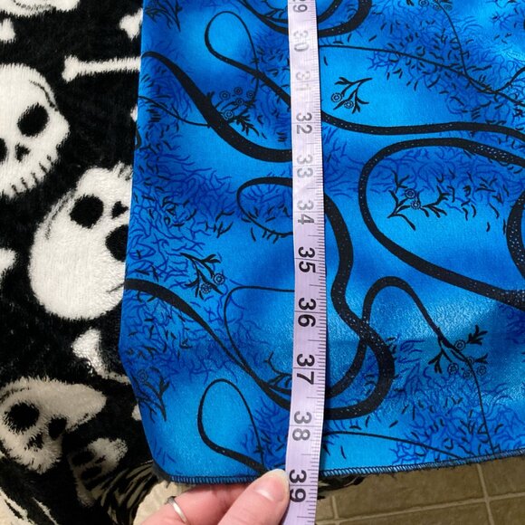 VINTAGE Blue black floral vine print long skirt ~ MEDIUM LARGE whimsigoth maxi - Picture 3 of 7